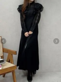 【新品】2WAYシアーチェックラッフルドッキングワンピース　マーキュリーデュオ