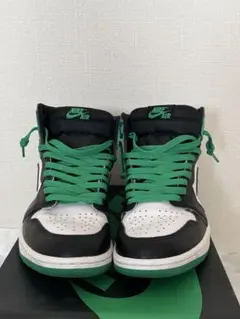 【美品】Nike Air Jordan 1 ブラック/ホワイト/グリーン