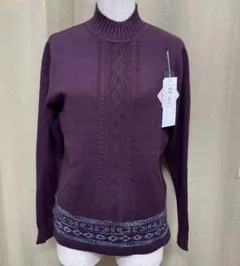 パープル タートルネックニットM〜L 新品未使用品