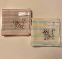 新品　2枚　インターモードusingリバティ　ガーゼ　ハンカチ　猫　にゃんこ
