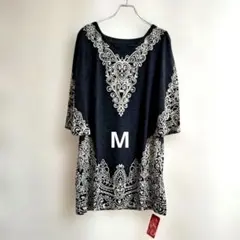 &LOVE アンドラブ　グラマラス刺繍プリントのニットカットソー　チュニックMのサムネイル