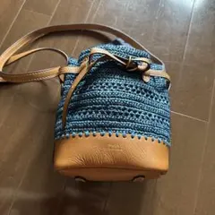 ラルフローレン　ダークブルー 編み込み ショルダーバッグ　ラフィア　新品