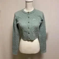 w closet ケーブル編み ショート丈カーディガン ミント S相当