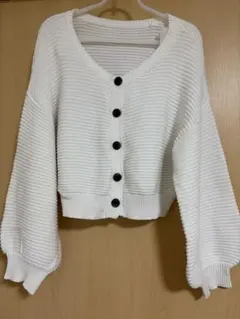 ホワイト クロップド M archives ショート丈 ニットカーディガン
