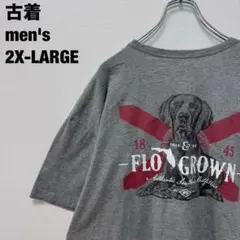 FLO GROWN Tシャツ 犬 DOG アニマル ビッグサイズ 灰 2XL古着