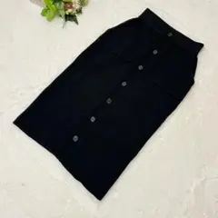 アズールバイマウジー moussy 【M】 ウエストゴムニットロングスカート 黒