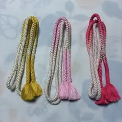 礼装用帯締め　3本セット　丸ぐけ　金糸入り　ヴィンテージ