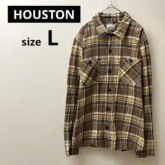 HOUSTON ヴィンテージ ブラウンチェック フランネルシャツ（ネルシャツ）L
