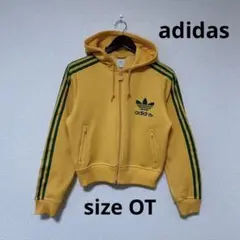 adidas トラックジャケット フード マスタードイエロー×グリーン 白タグ