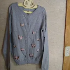 H&Mグレー カーディガン134/140　8歳〜10歳春秋　女の子　スパンコール