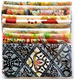 友禅染小紋柄　はぎれ　10枚セット　正絹　No15-E「おまけ付き」