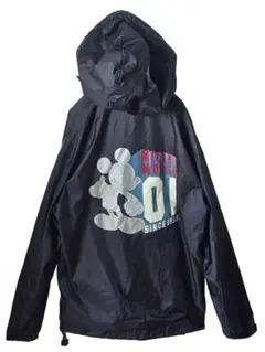 ​【希少・公式】レトロミッキー バックプリント ナイロンパーカー L相当 黒