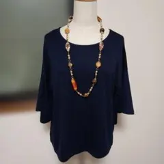 신품 미사용 ☆ハニーズ☆上品☆ネイビー☆半袖Tシャツ☆ カットソー☆Lサイズ☆