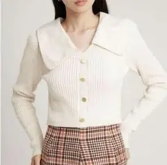 SNIDEL ビッグカラークロップドニットカーディガン