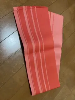 【万能！】浴衣用 半幅帯 赤 × ピンク ライン リバーシブル風