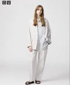 コットンブレンドタックワイドパンツ　ユニクロ　U