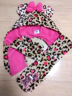 ミニー ヒョウ柄 マフラーキャップ ファンキャップ 廃盤 レア　ディズニー