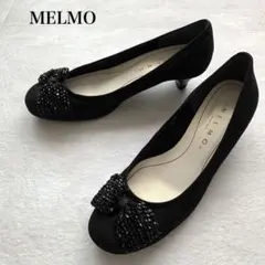 MELMO カットビーズ付きリボンパンプス ブラック 23.5cmのサムネイル