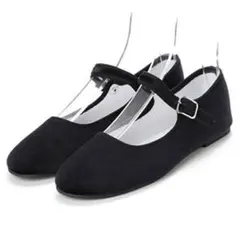 ブラック ベロア カンフーシューズ ストラップ付き