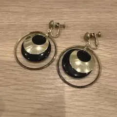 ブラックゴールド フープイヤリング レトロ