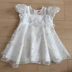 ベビードレス 白 花柄刺繍