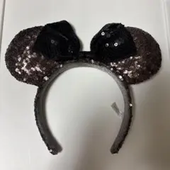 ミニー　耳カチューシャ 黒と茶色 スパンコール　ディズニーランド