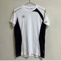 ミズノ メンズ ナビドライTシャツ 半袖/丸首 ホワイト×ブラック・サイズ：M