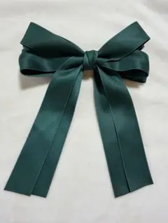 ダークグリーン リボンヘアアクセサリー