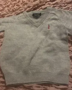 110cm EAST BOYグレー Vネック ニットセーター 半袖