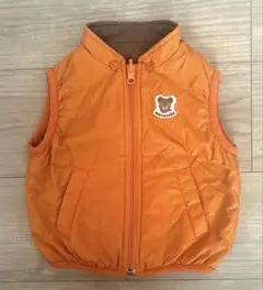 ミキハウス ダウンベスト アウター ベビー リバーシブル 80 オレンジ 茶色