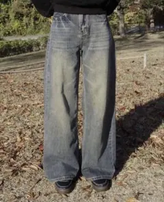 【新品未使用】YOLO ワイドシルエットダメージジーンズ SR0019 M