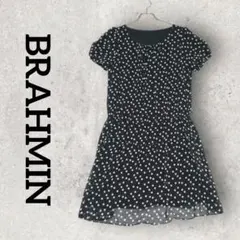 BRAHMIN シフォンワンピース 半袖 ドット柄フレアワンピース (40) 黒