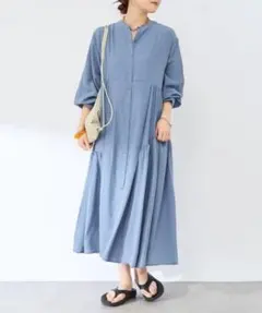 un dix cors アンディコール ドビー アシメ ギャザー ワンピース