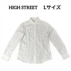 美品　HIGH STREET 長袖ワイシャツ 白　シャツ　Lサイズ　織り柄のサムネイル