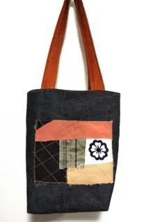 ❤️バーゲンセール♥ デニム生地着物リメイク手提げバック