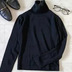 ミッシェルクラン ニット タートルネック パフスリーブ ウール混　黒 38