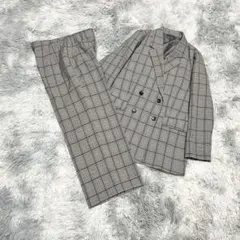 【未使用に近い】GU ジーユー ダブルブレスト チェック スーツ セットアップ