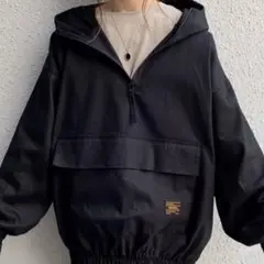 新品タグ付き未着用美品 オーバーサイズジップアップパーカー ブラック