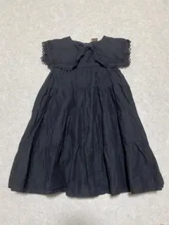 プティマイン 襟ティアードワンピース 110cm ブラック 女の子