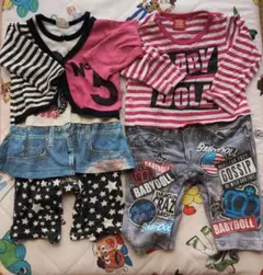 BABYDOLL ストライプ ロンパース2点