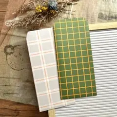 ハンドメイド 長封筒 ポチ袋 10枚 チェック グレー グリーンのサムネイル
