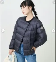 ピレネックス　ノーカラー　ダウンジャケット　 カンヌ 黒　38 レディース