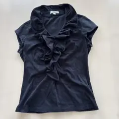 NARACAMCIEフリル付きブラック半袖Tシャツのサムネイル