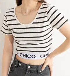 裾ロゴクルーネックチビT