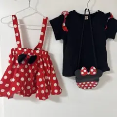 ミニーマウス風コスチューム 赤と黒 水玉