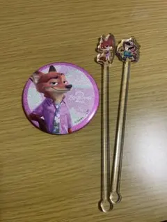 ニック 缶バッチ&マドラー＋ニブルズ マドラー セット ズートピア 2