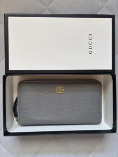 GUCCI GGマーモント ラウンドファスナー長財布 ライトグレー - メルカリ