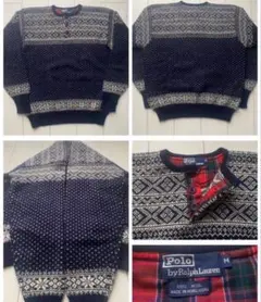 美品 90s POLO ラルフローレン BIRDS EYE KNIT navy