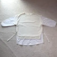 dearful シャツ　ベスト　しまむら　ホワイト　七分袖