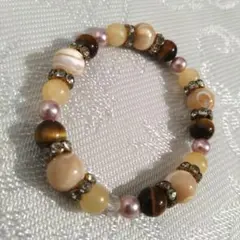 パワーストーン/ブレスレット/ベージュ/ブラウン/ピンク/ハンドメイド